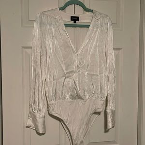 White V-neck Body Suit